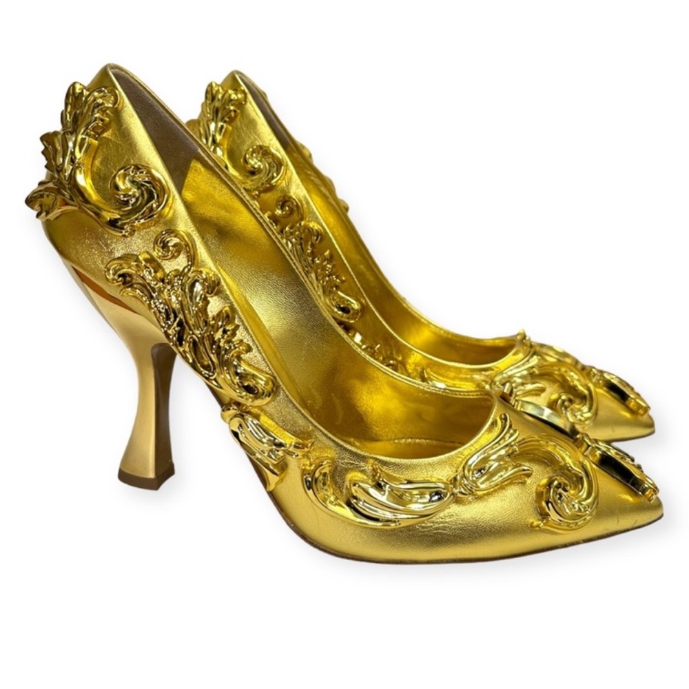 Moschino Baroque Golden Heels Shoe 40 9 9.5 Queen Halloween Costume Warrior
